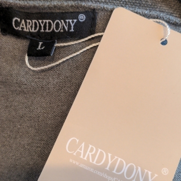 Three Tone Color Block Longline Open Front Cardigan Sweater size Large - Picture 5 of 7